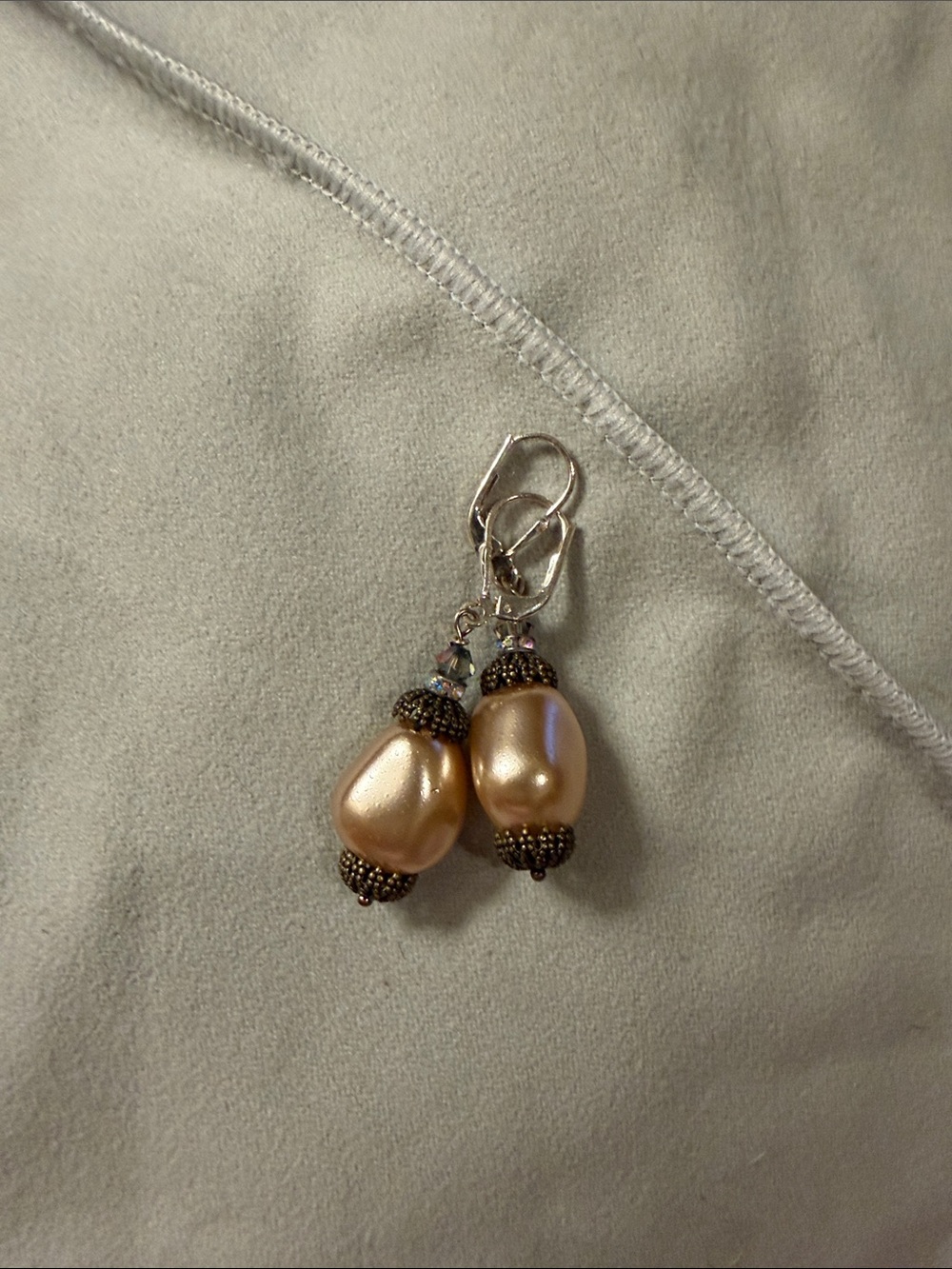 Sorrelli Champagne Pearl Drop Earrings with Bronze Bead Caps